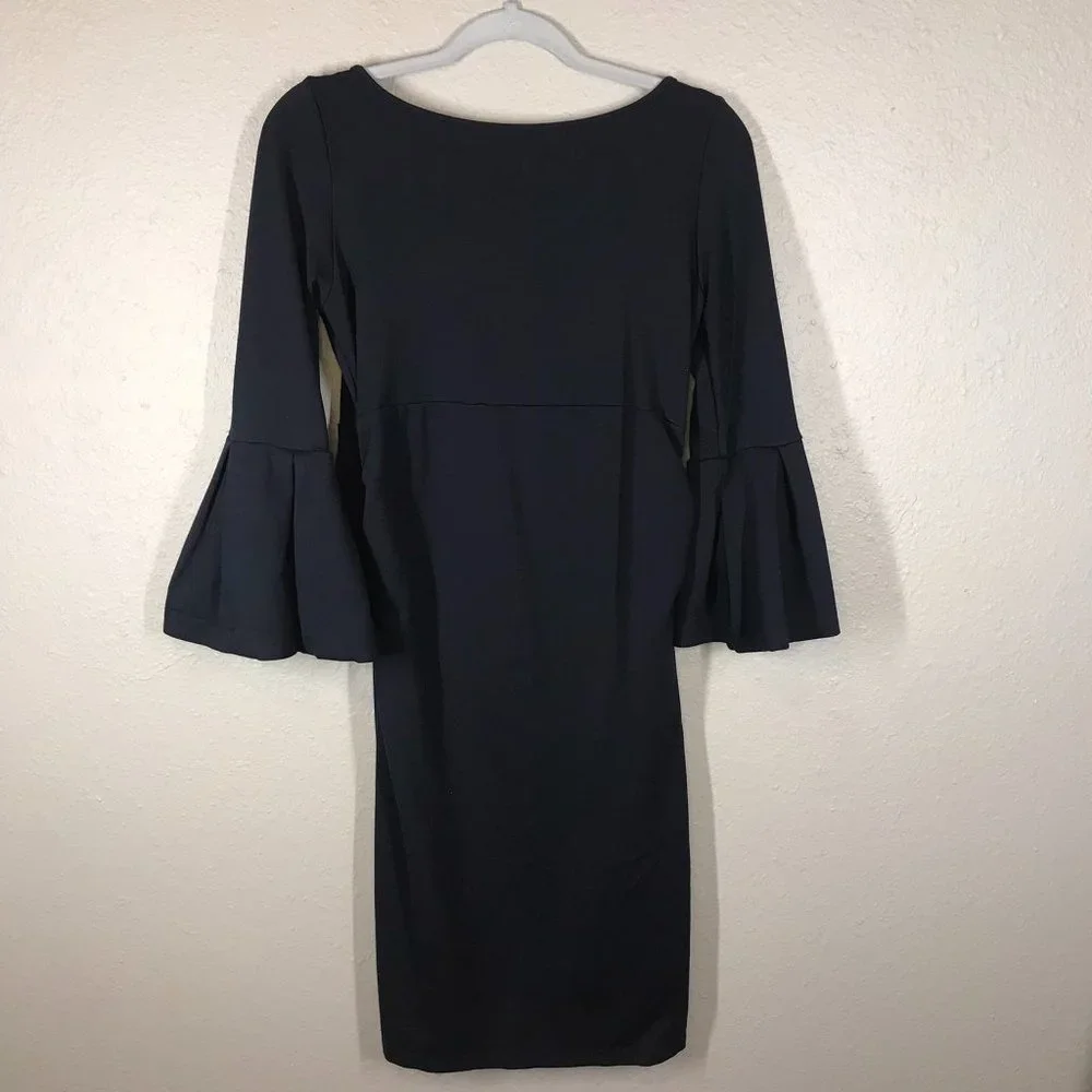 Soon Maternity Myra Black Ruffle Sleeve Maternity Dress - Picture 2 of 9